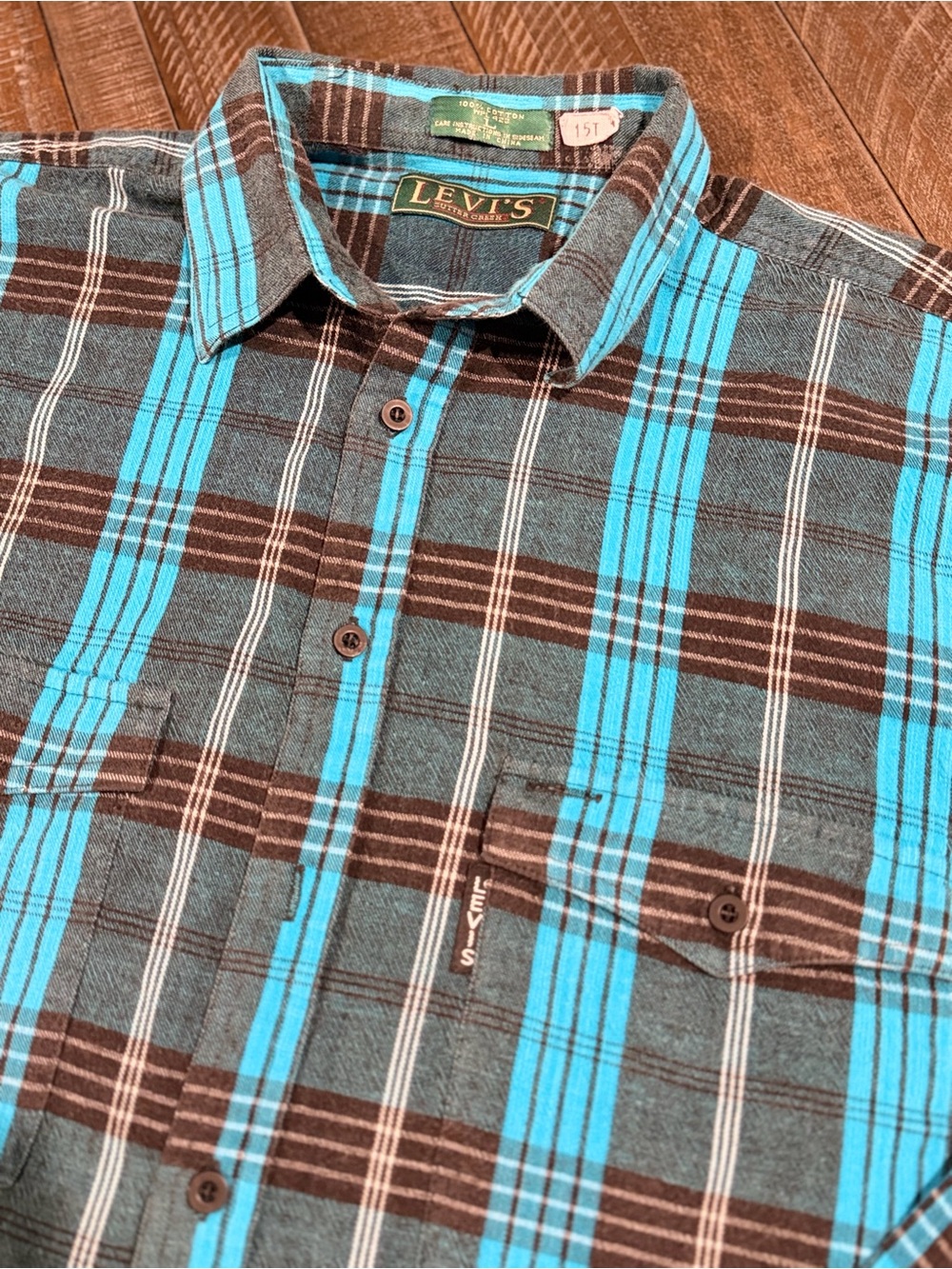 Vintage Levi’s SilverTab Plaid Flannel Shirt – Size 15T